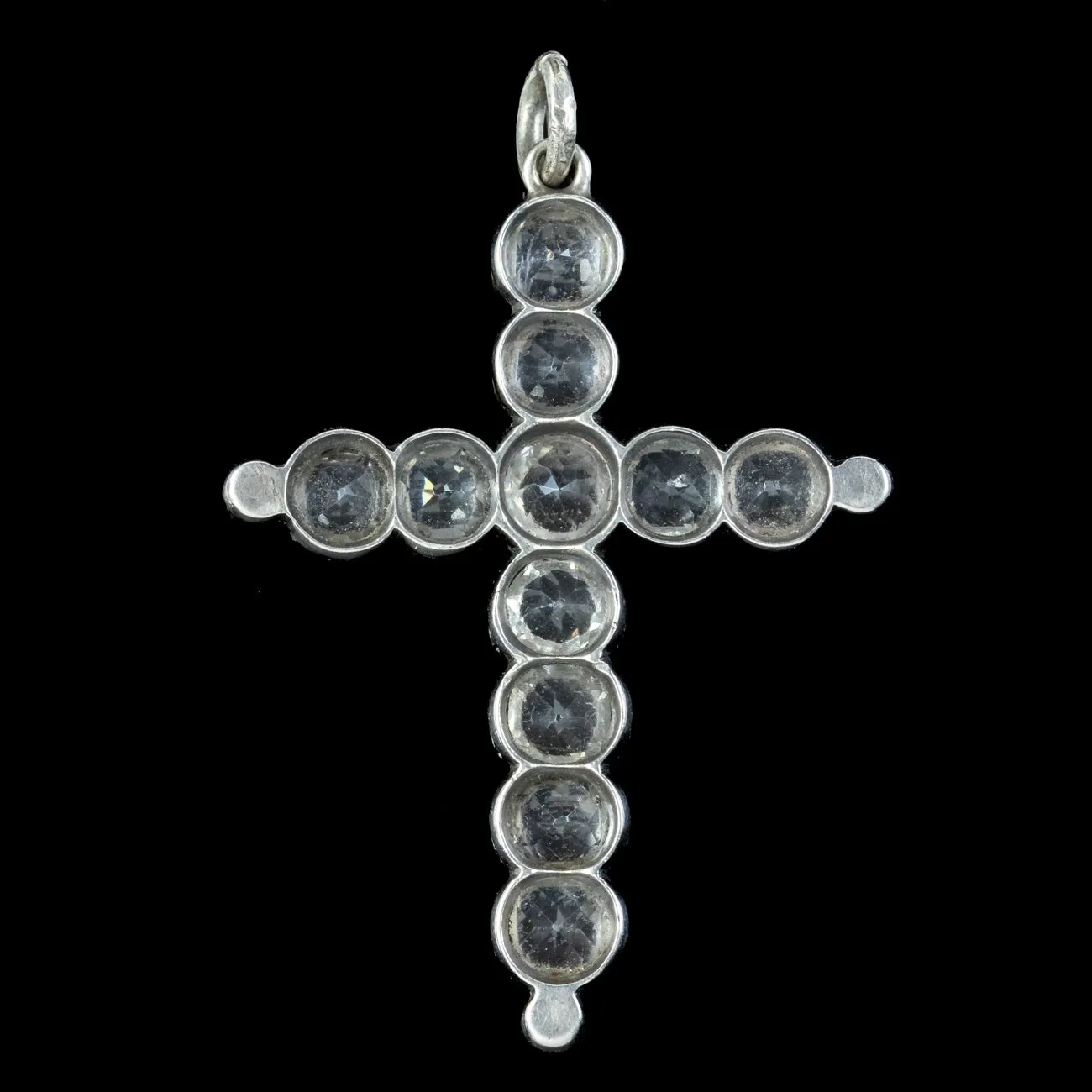 Antique Victorian Paste Silver Cross Pendant