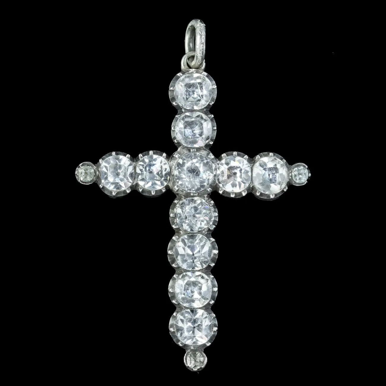 Antique Victorian Paste Silver Cross Pendant