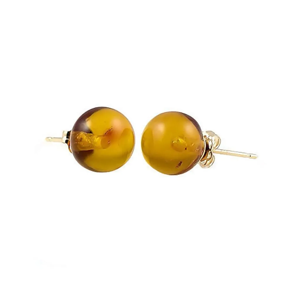 Anya: Natural Baltic Amber Ball Stud Earrings 14-20 Gold Filled