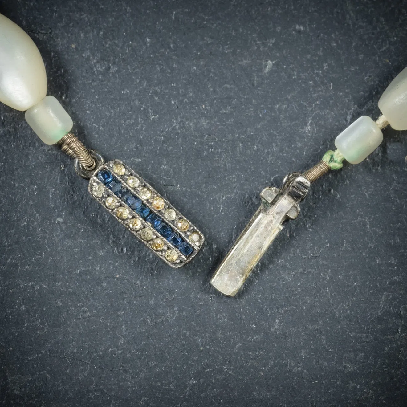 Art Deco Style Mother Of Pearl Pendant Necklace Silver
