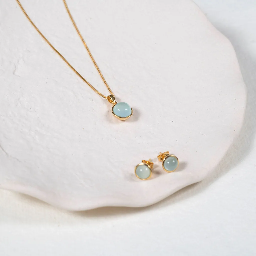 Aurora Aqua Chalcedony & Gold Vermeil Necklace