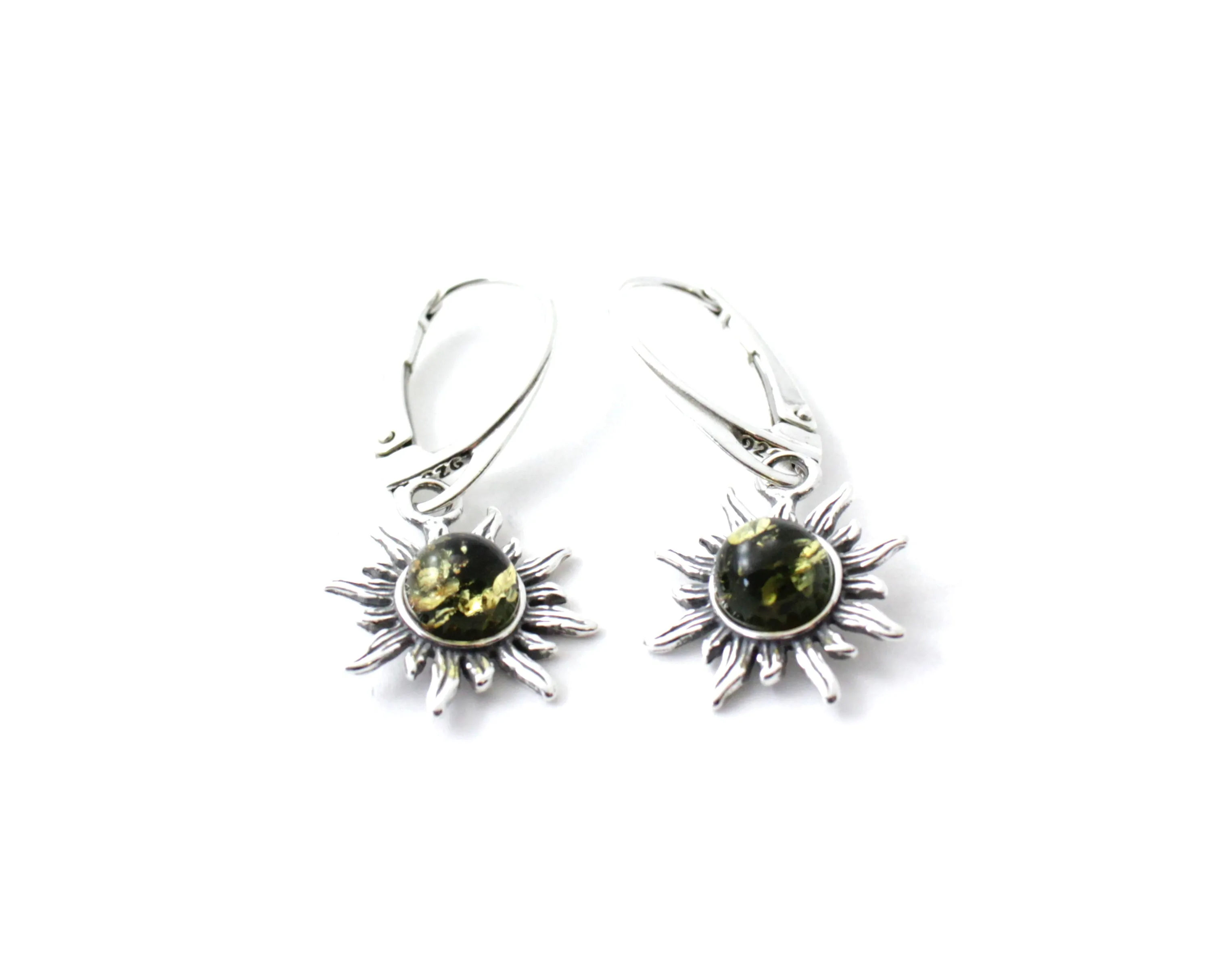 Baltic Amber Sun Drop Earrings with Sterling Silver