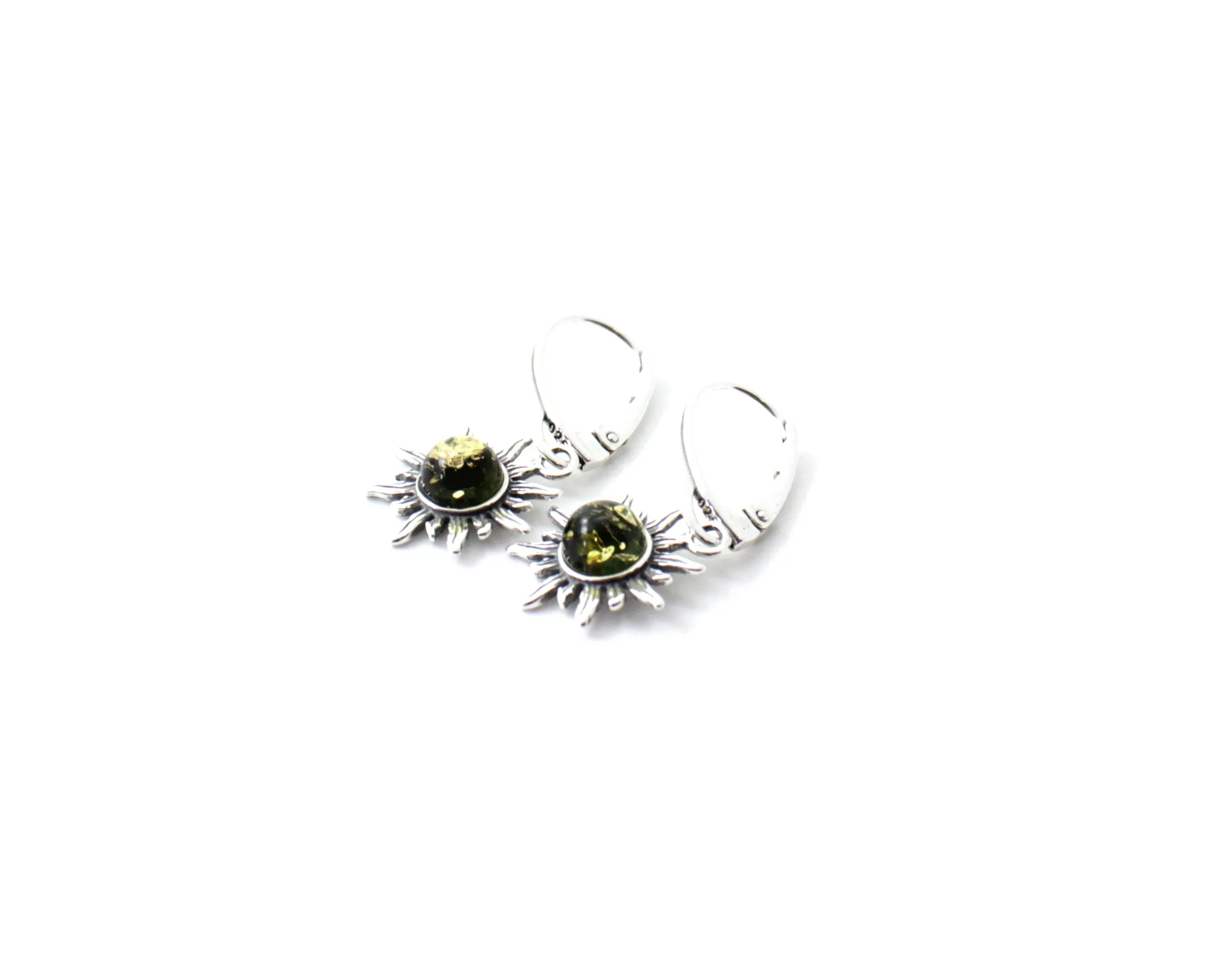 Baltic Amber Sun Drop Earrings with Sterling Silver