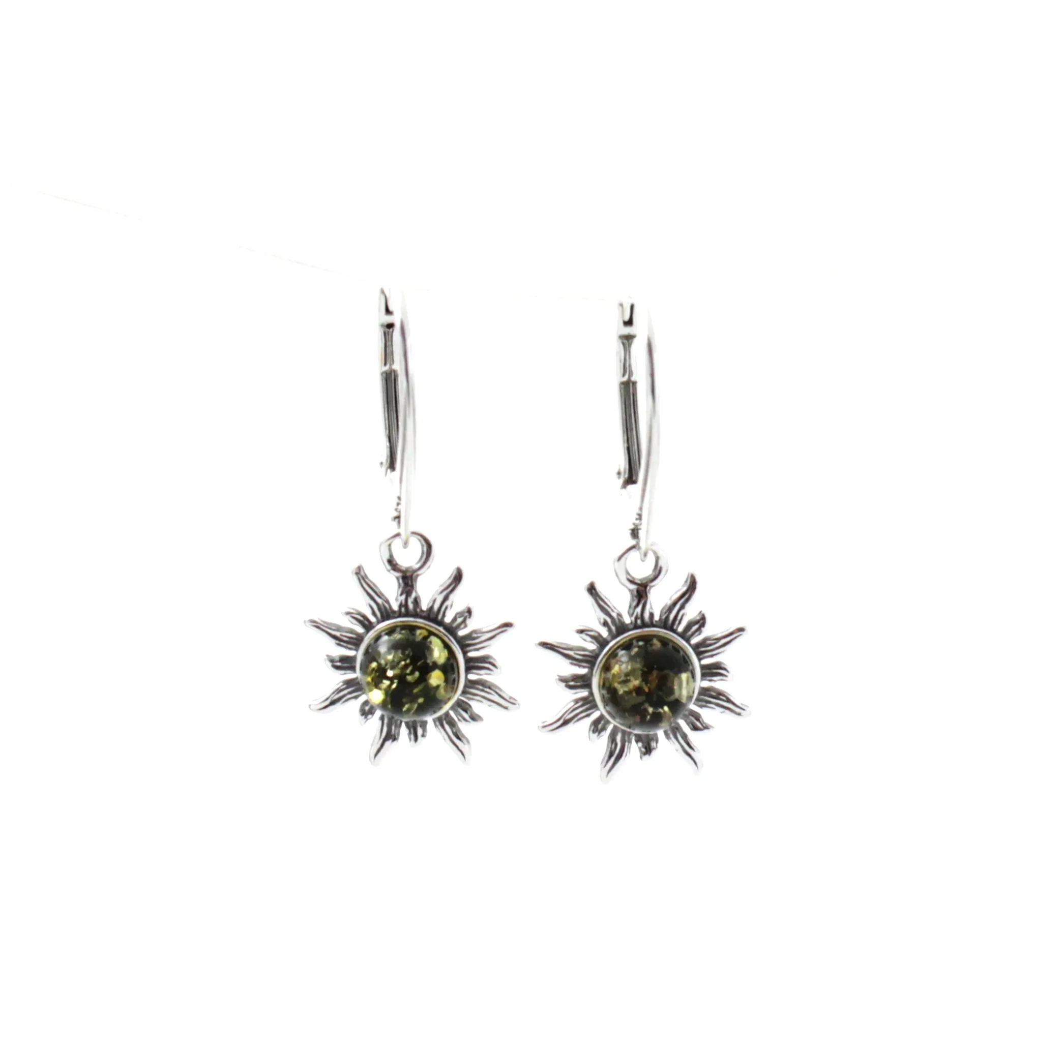 Baltic Amber Sun Drop Earrings with Sterling Silver
