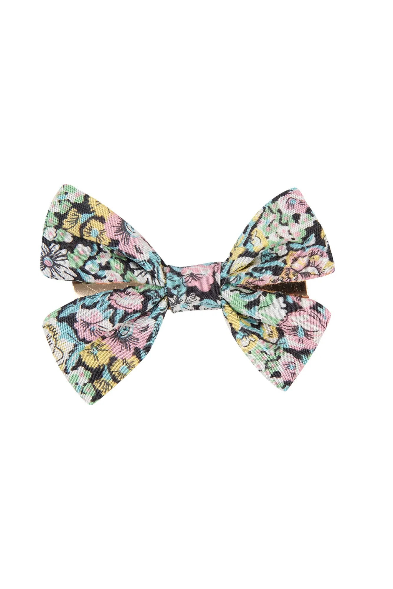 Barrette - Nœud tissu liberty noir