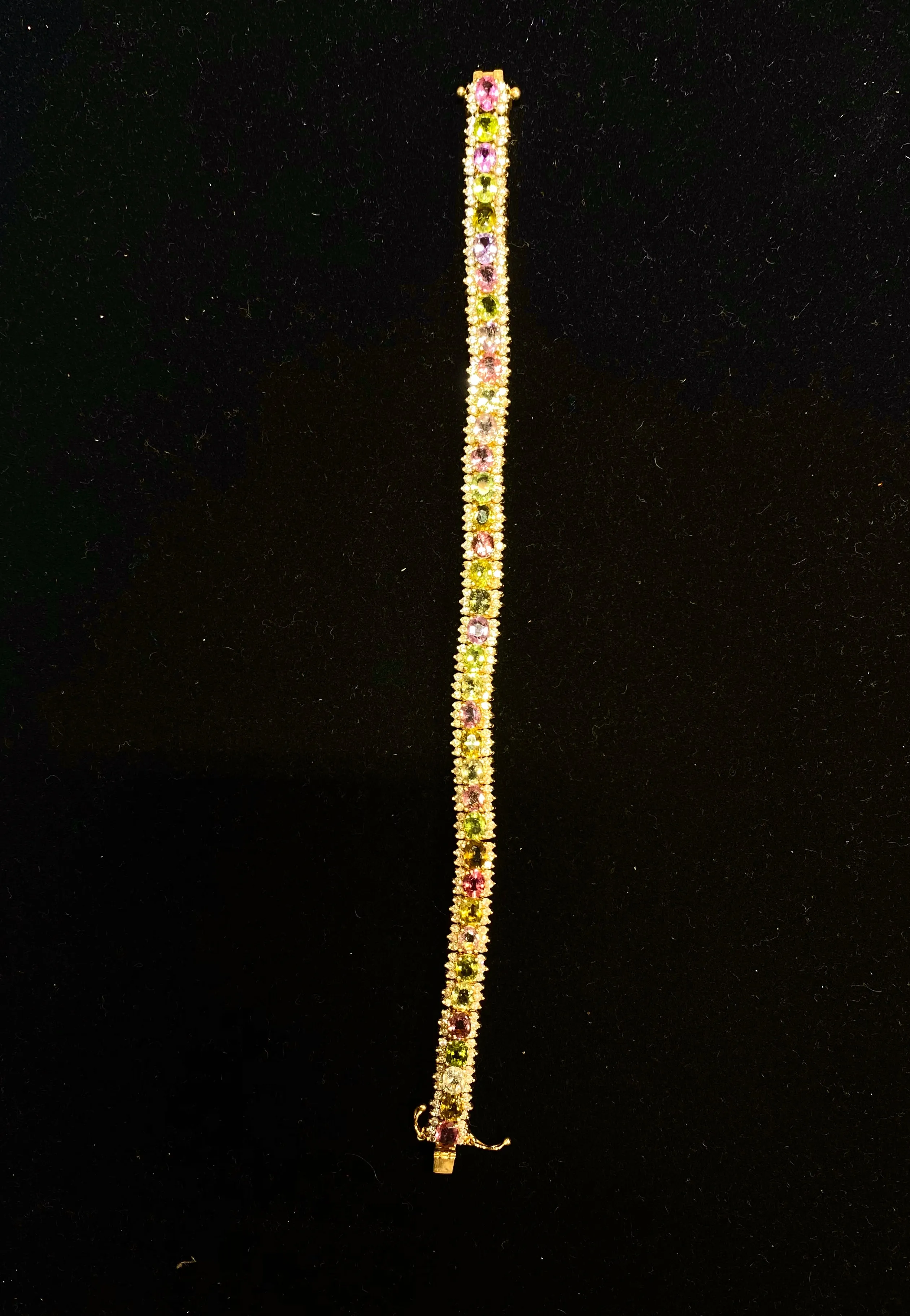 Beautiful Yellow Gold Multi-stone Diamond, Citrine, Peridot, Pink Topaz, & Diamond Bracelet - $15K APR Value w/ CoA!