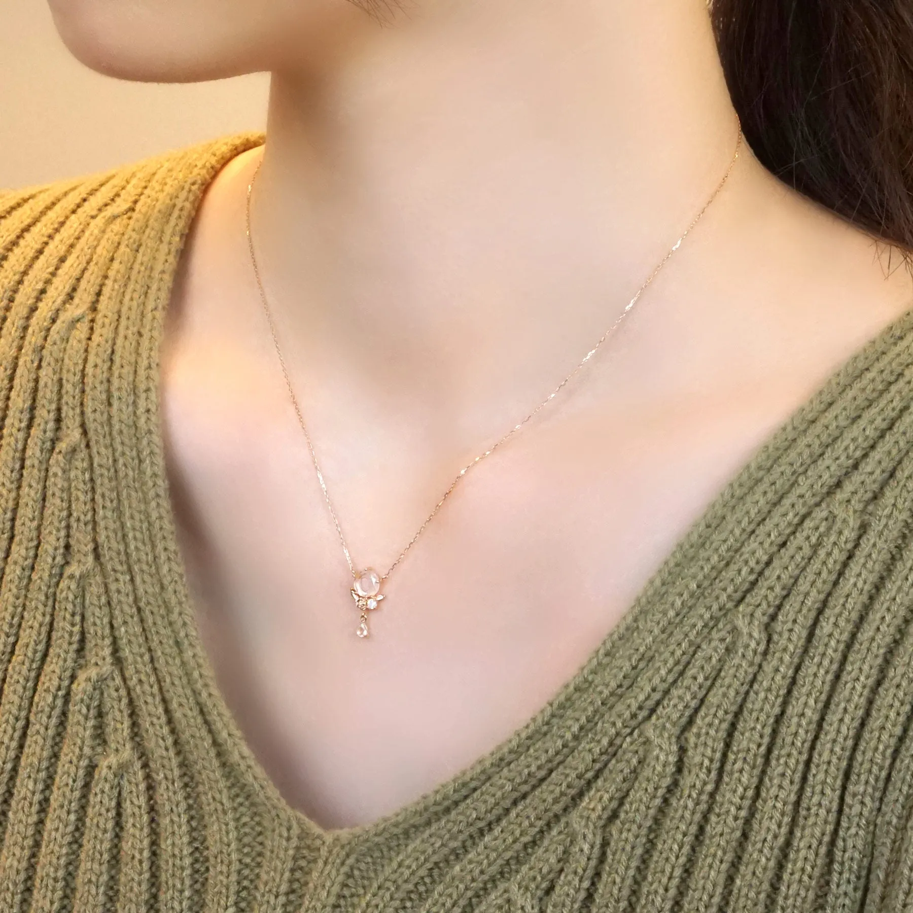 [Birth Flower Jewelry] June - Rose Necklace (10K Rose Gold)
