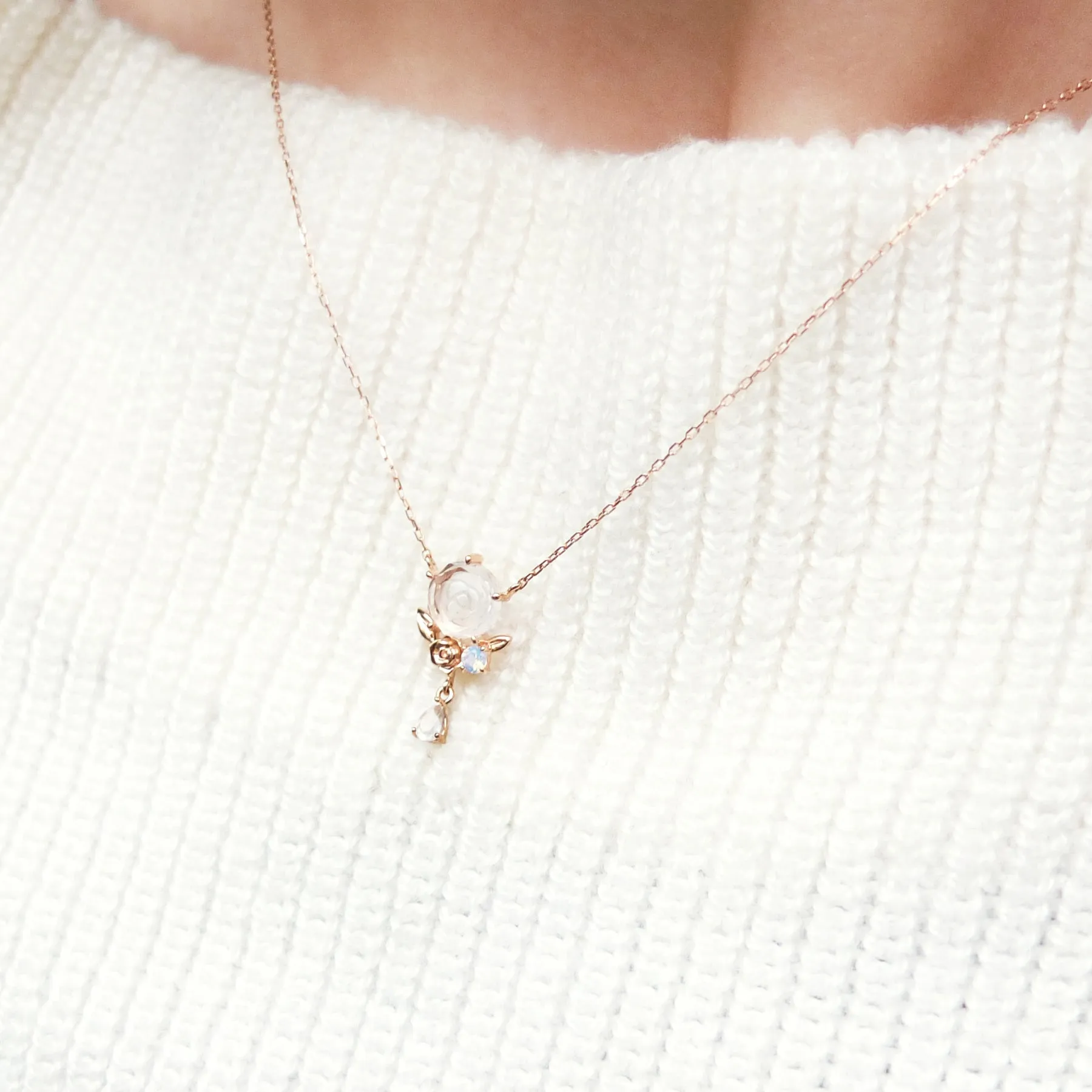 [Birth Flower Jewelry] June - Rose Necklace (10K Rose Gold)