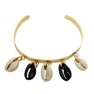 Black and White Cowrie Shell Mix Cuff
