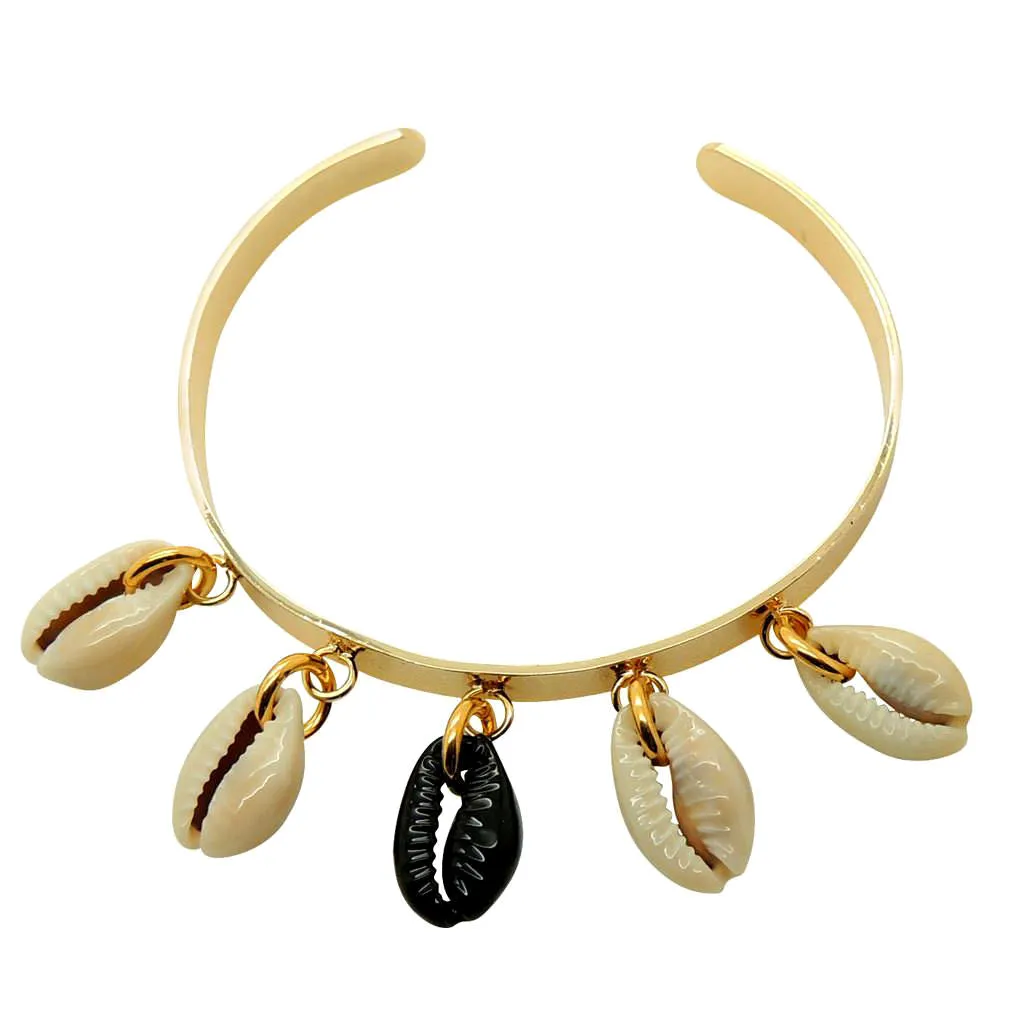 Black and White Cowrie Shell Mix Cuff