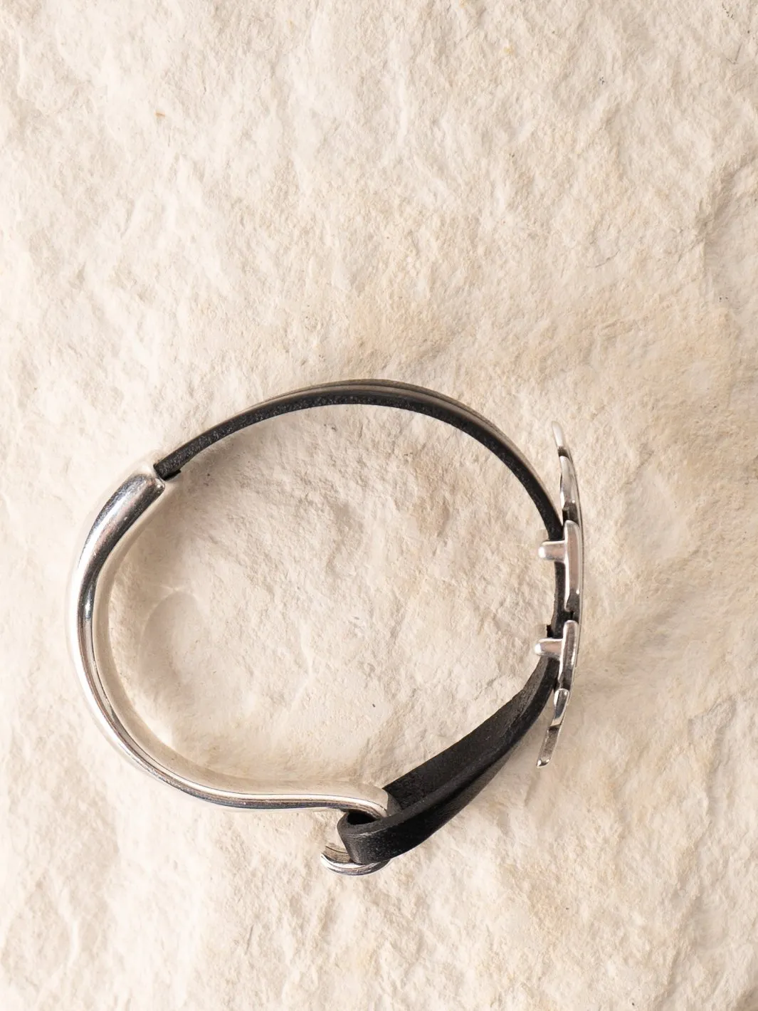 Black Leather Feather Cuff Bracelet