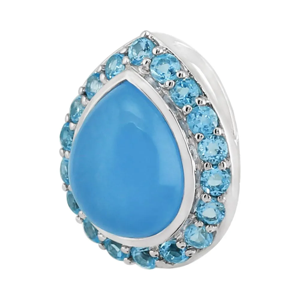 Blau Jade 3.35ct & Topas 0.64ct Sterlingsilber Birnenform Anhänger mit Kette