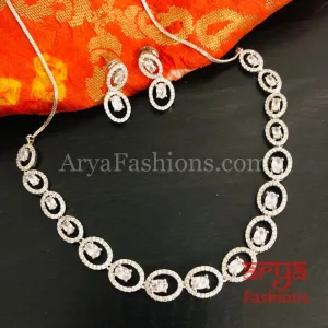 Bridal CZ Wedding Necklace/ Silver Cubic Zirconia Wedding Necklace