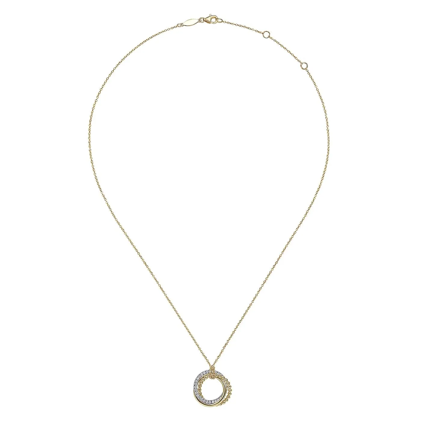 Bujukan Yellow and White Gold Diamond Interlocking Circle Pendant Necklace, 0.26 cttw