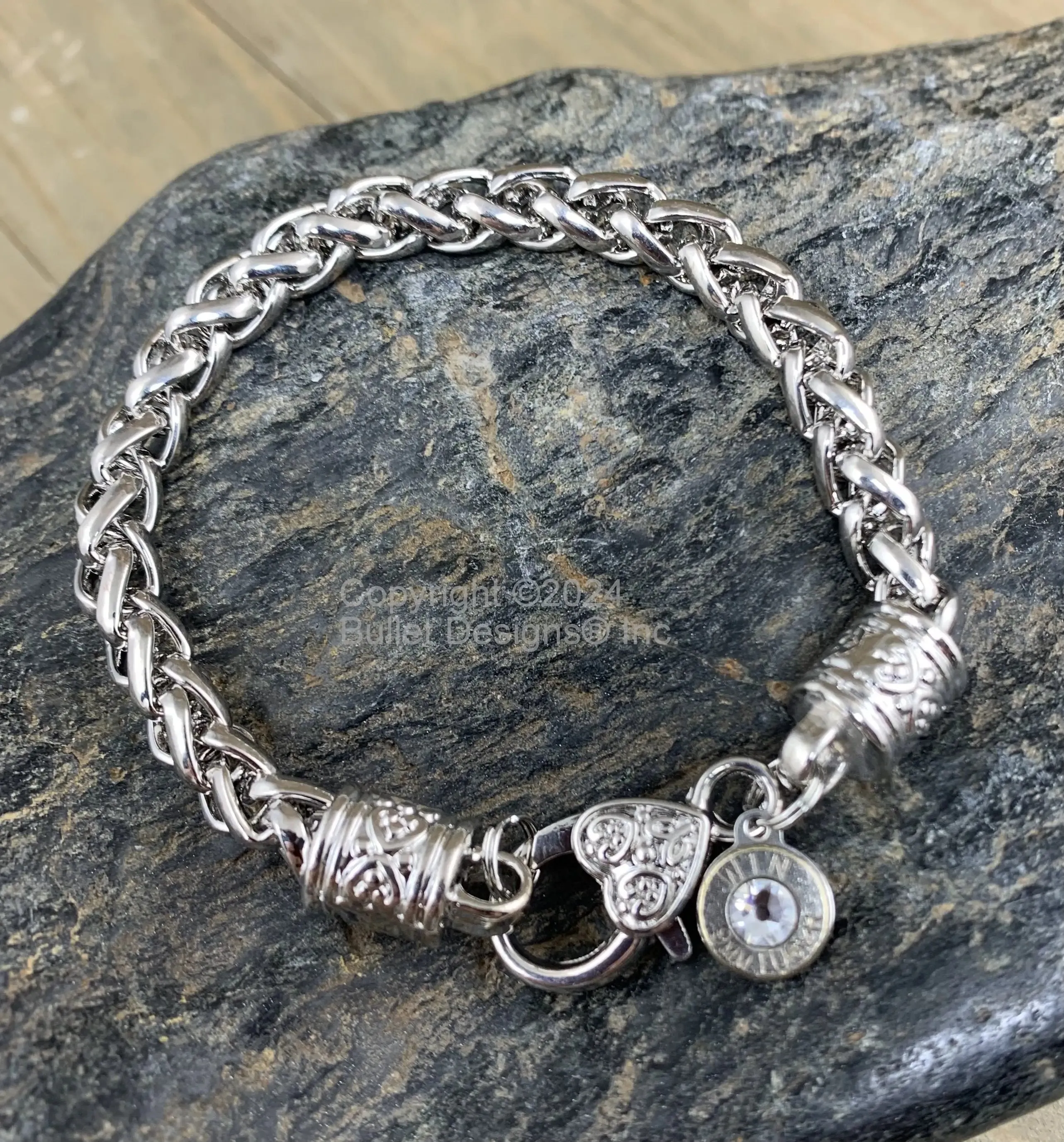 Bullet Bracelet / Winchester Braided Chain Charm Bracelet / Bullet Jewelry / Chain Bracelet / Charm Bracelet / Bullet Charm