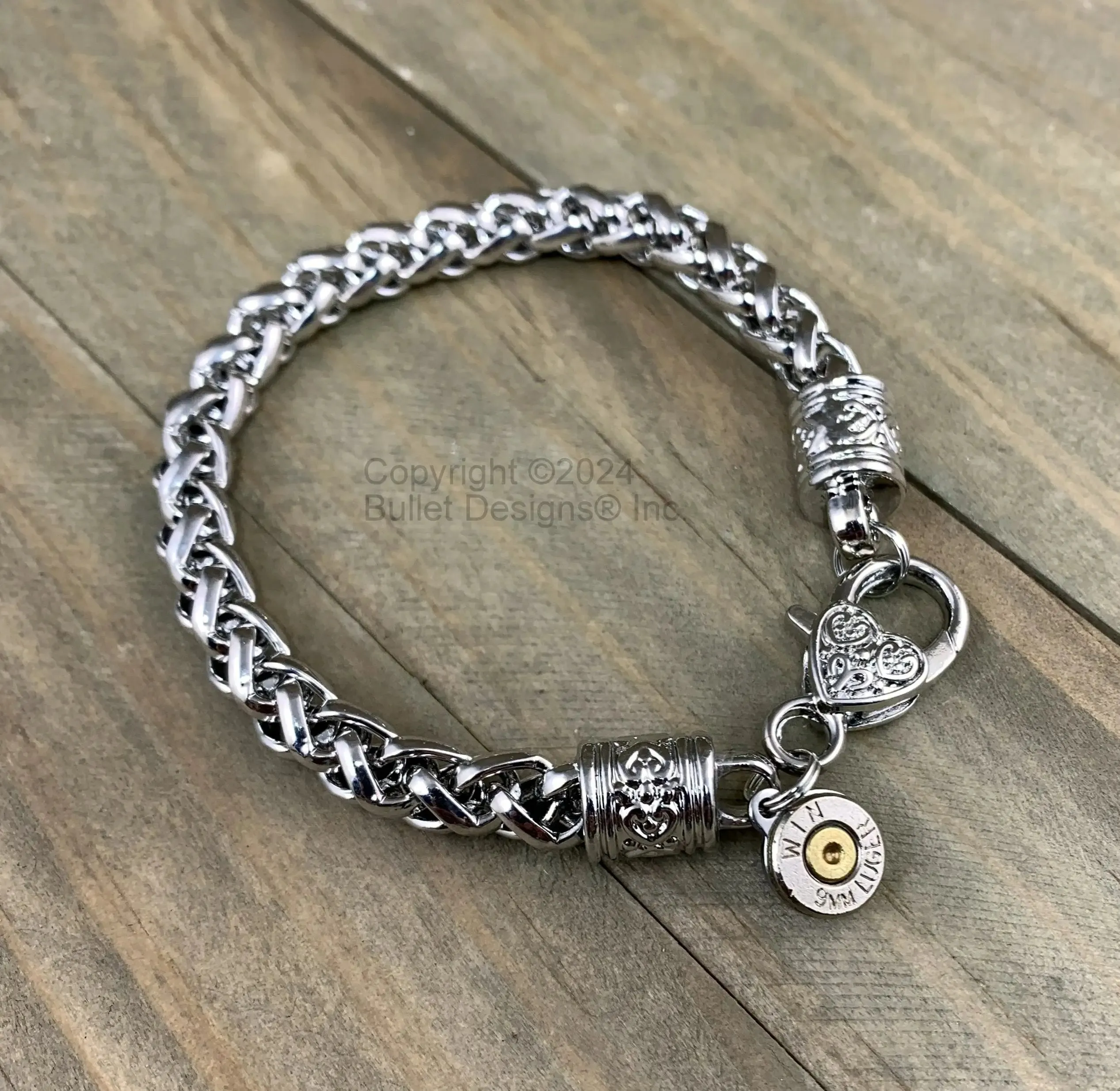 Bullet Bracelet / Winchester Braided Chain Charm Bracelet / Bullet Jewelry / Chain Bracelet / Charm Bracelet / Bullet Charm