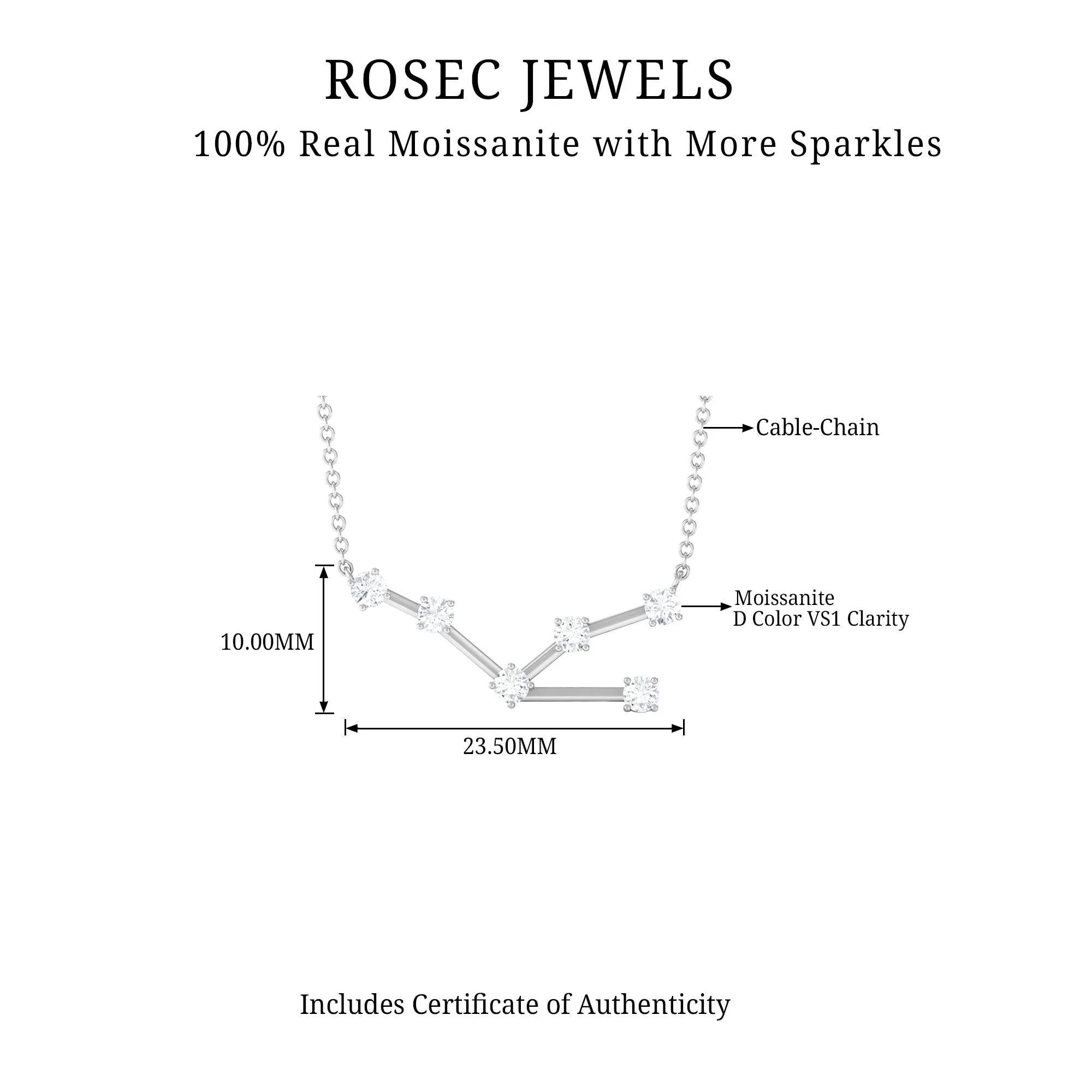 Certified Moissanite Taurus Zodiac Constellation Necklace