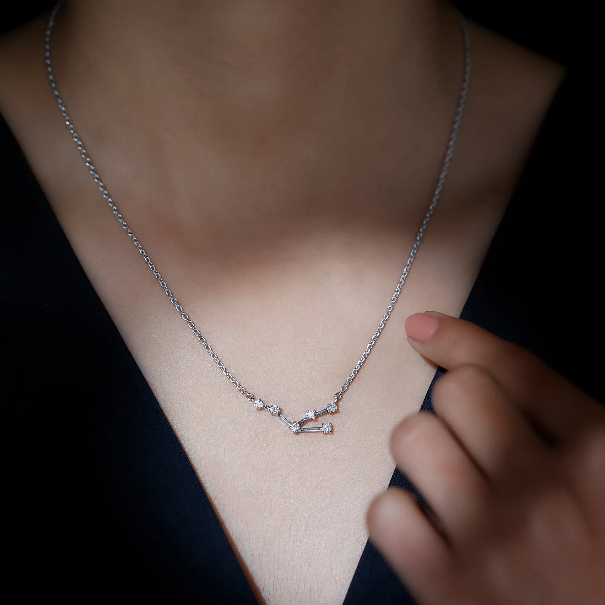 Certified Moissanite Taurus Zodiac Constellation Necklace
