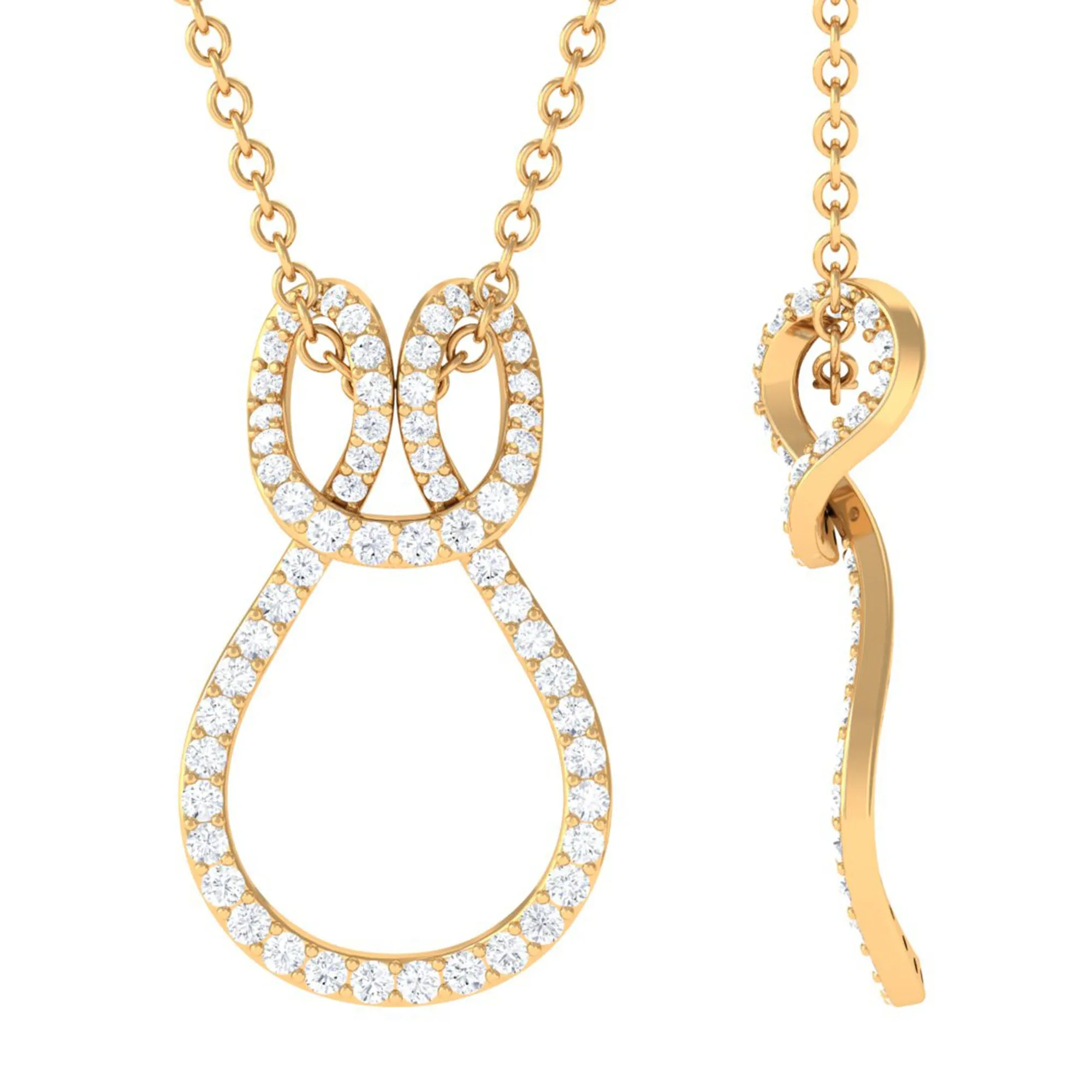 Certified Moissanite Twisted Infinity Pendant Necklace