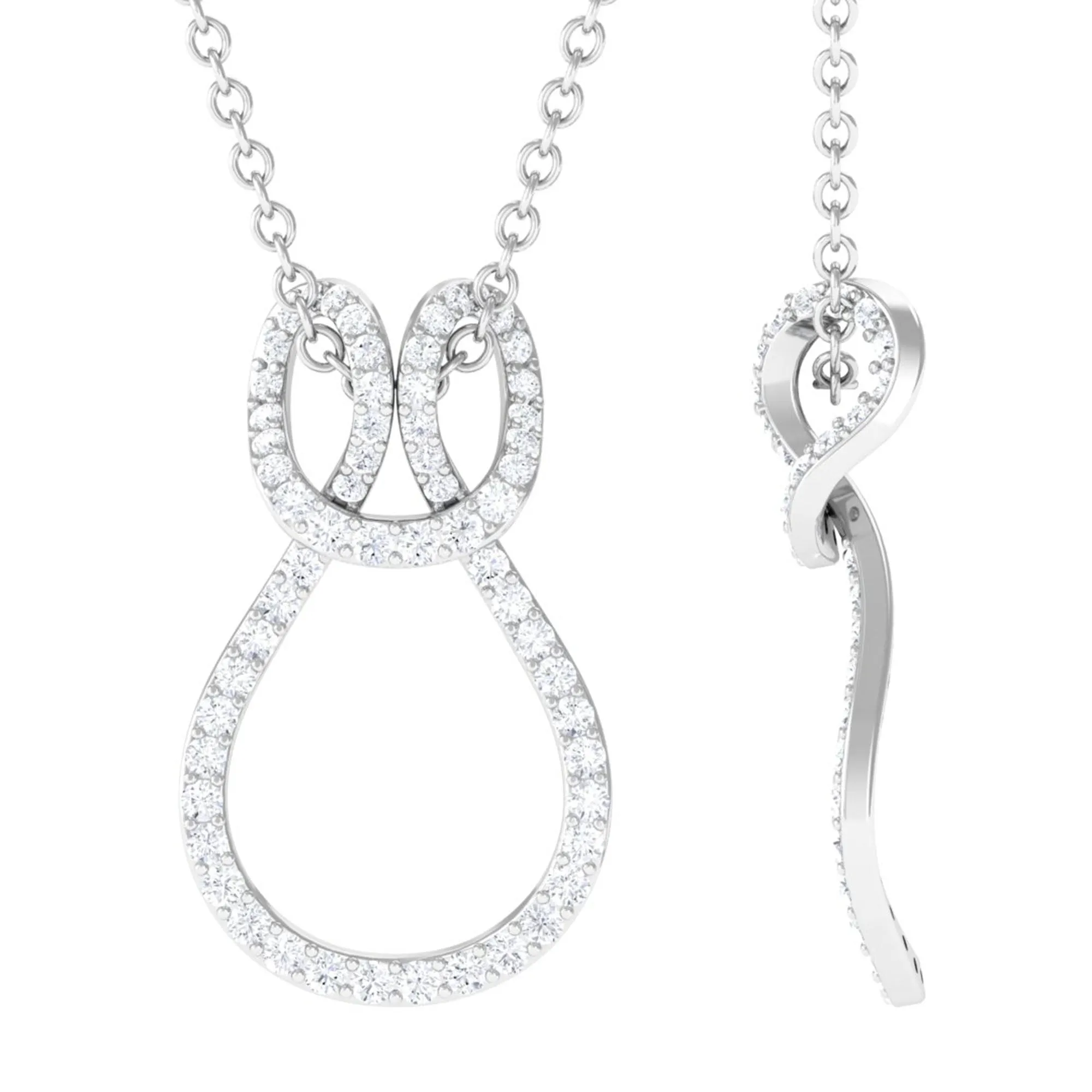 Certified Moissanite Twisted Infinity Pendant Necklace