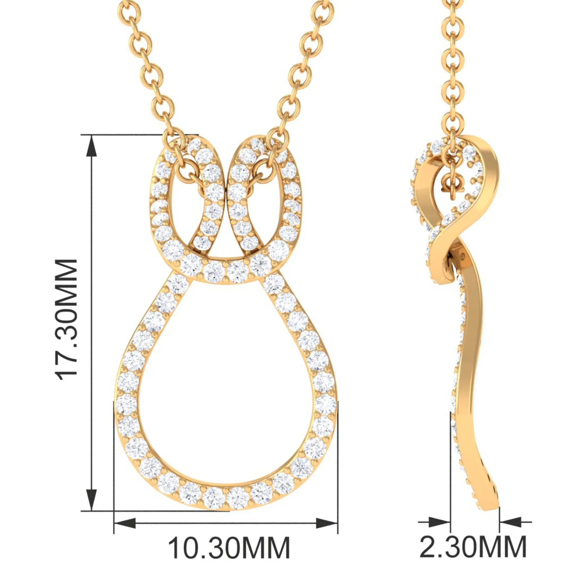 Certified Moissanite Twisted Infinity Pendant Necklace