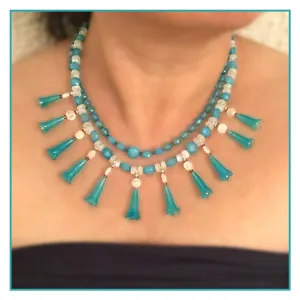 Chalcedony Blue Bell Necklace