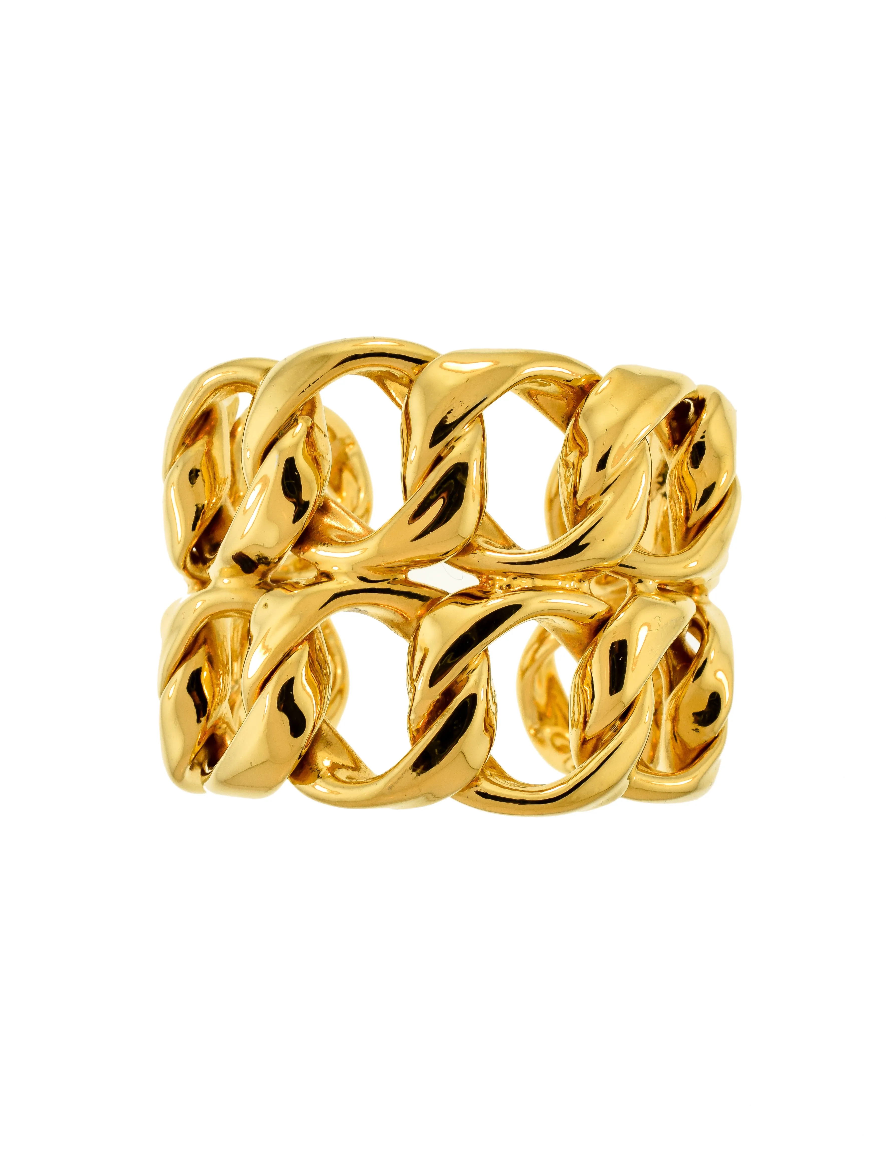 Chanel Vintage Iconic Gold Double Row Chain Cuff Bracelet
