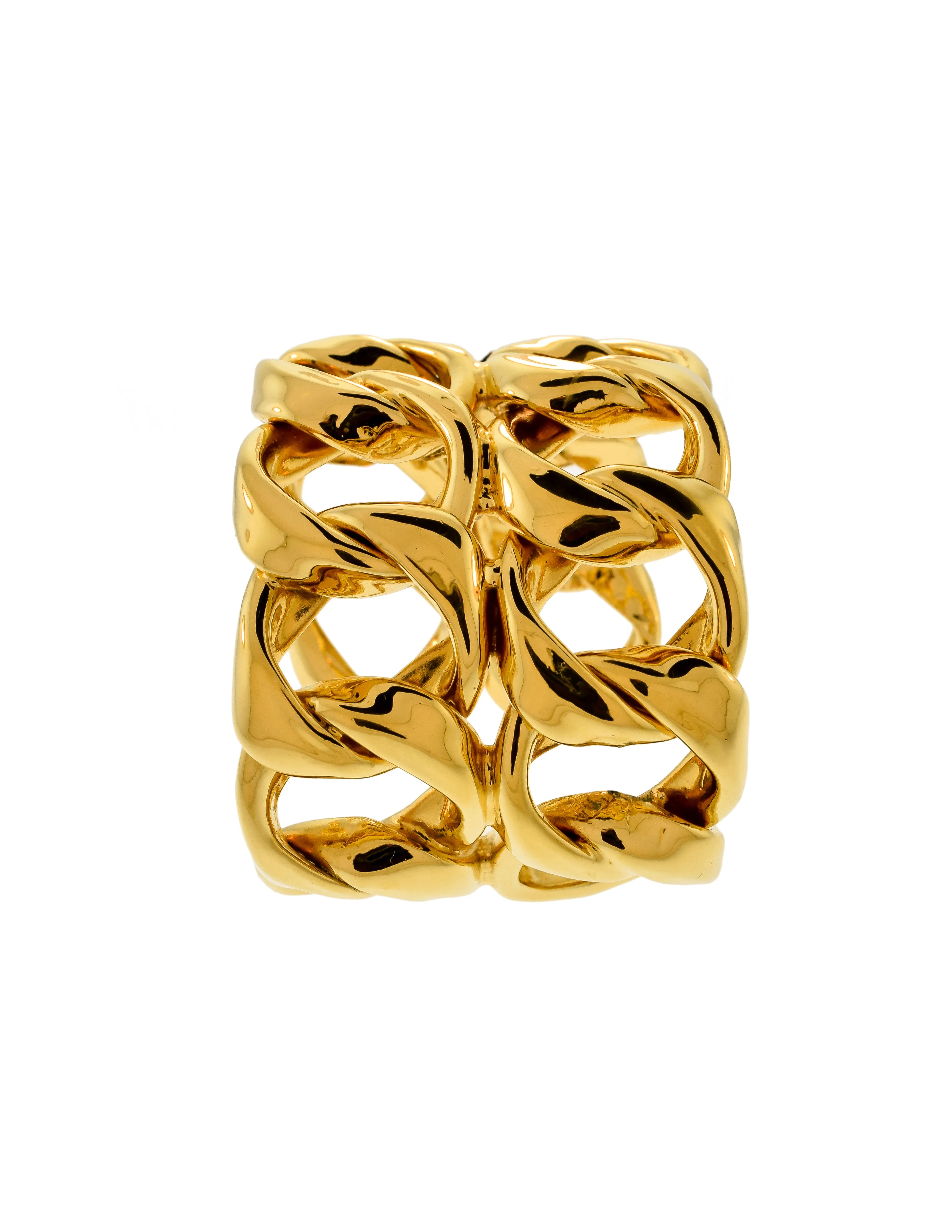 Chanel Vintage Iconic Gold Double Row Chain Cuff Bracelet