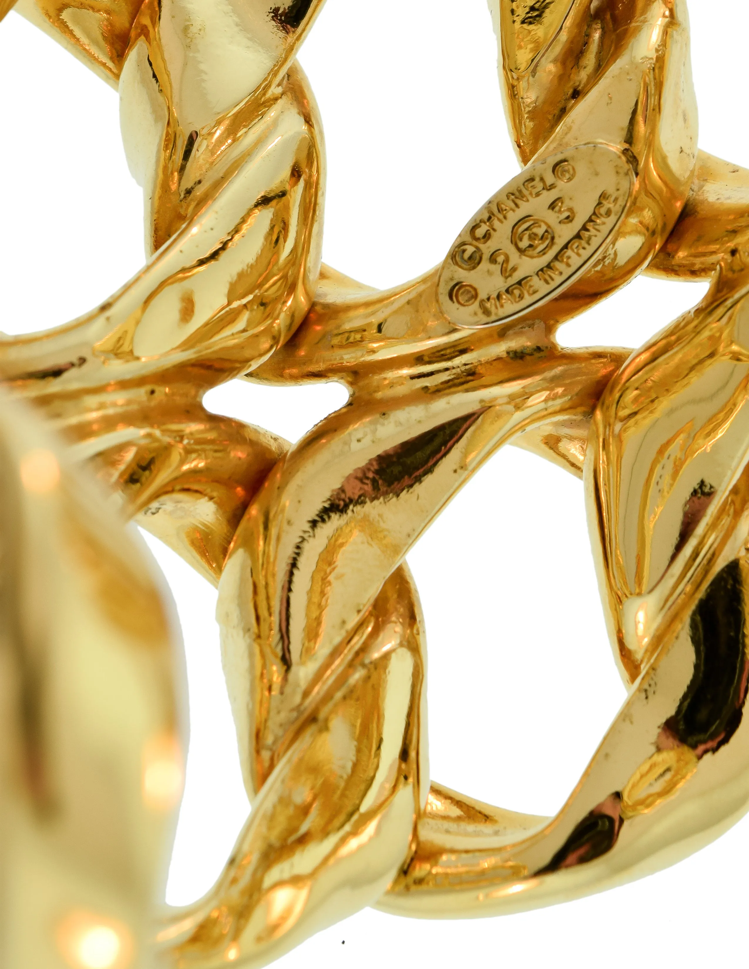 Chanel Vintage Iconic Gold Double Row Chain Cuff Bracelet