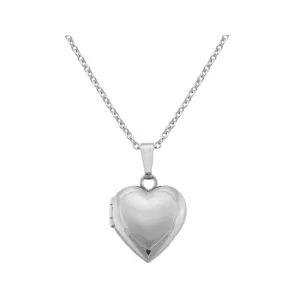 Children's Jewelry - 15 Inches Gold Or Silver Heart Locket Necklace