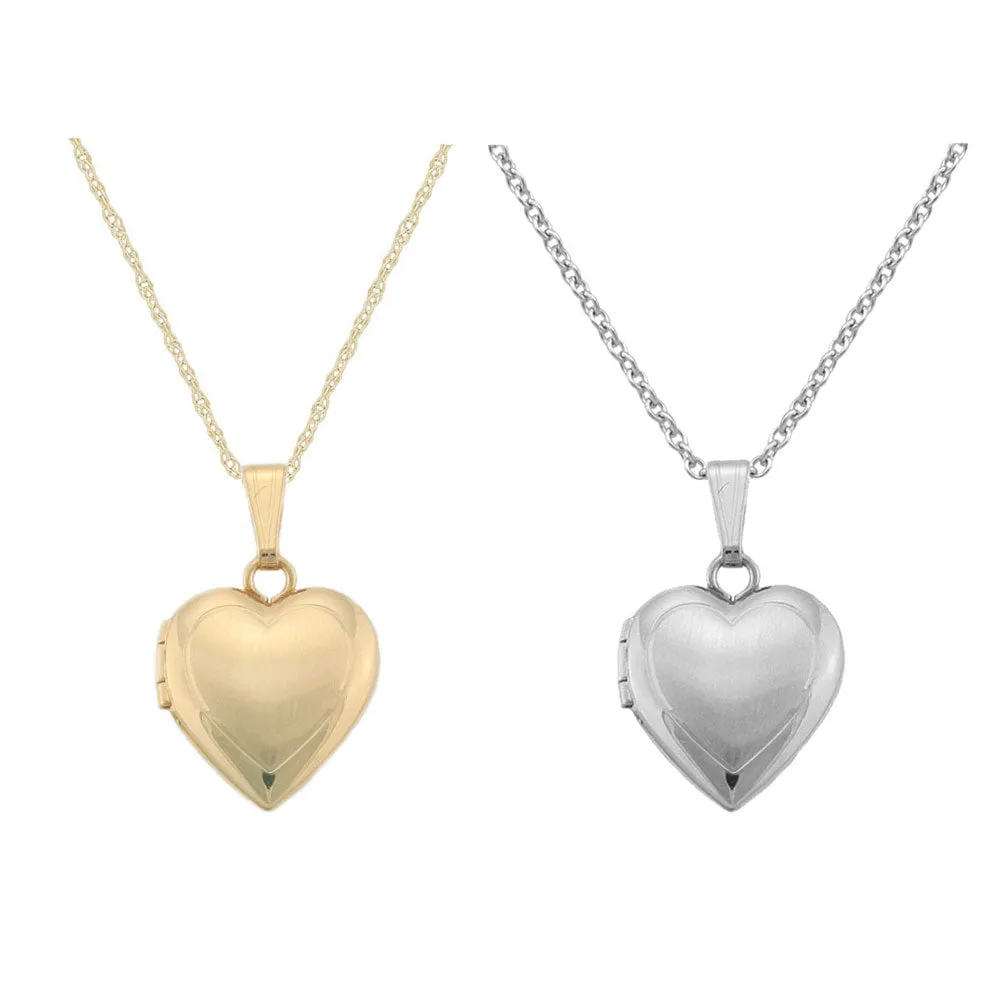 Children's Jewelry - 15 Inches Gold Or Silver Heart Locket Necklace