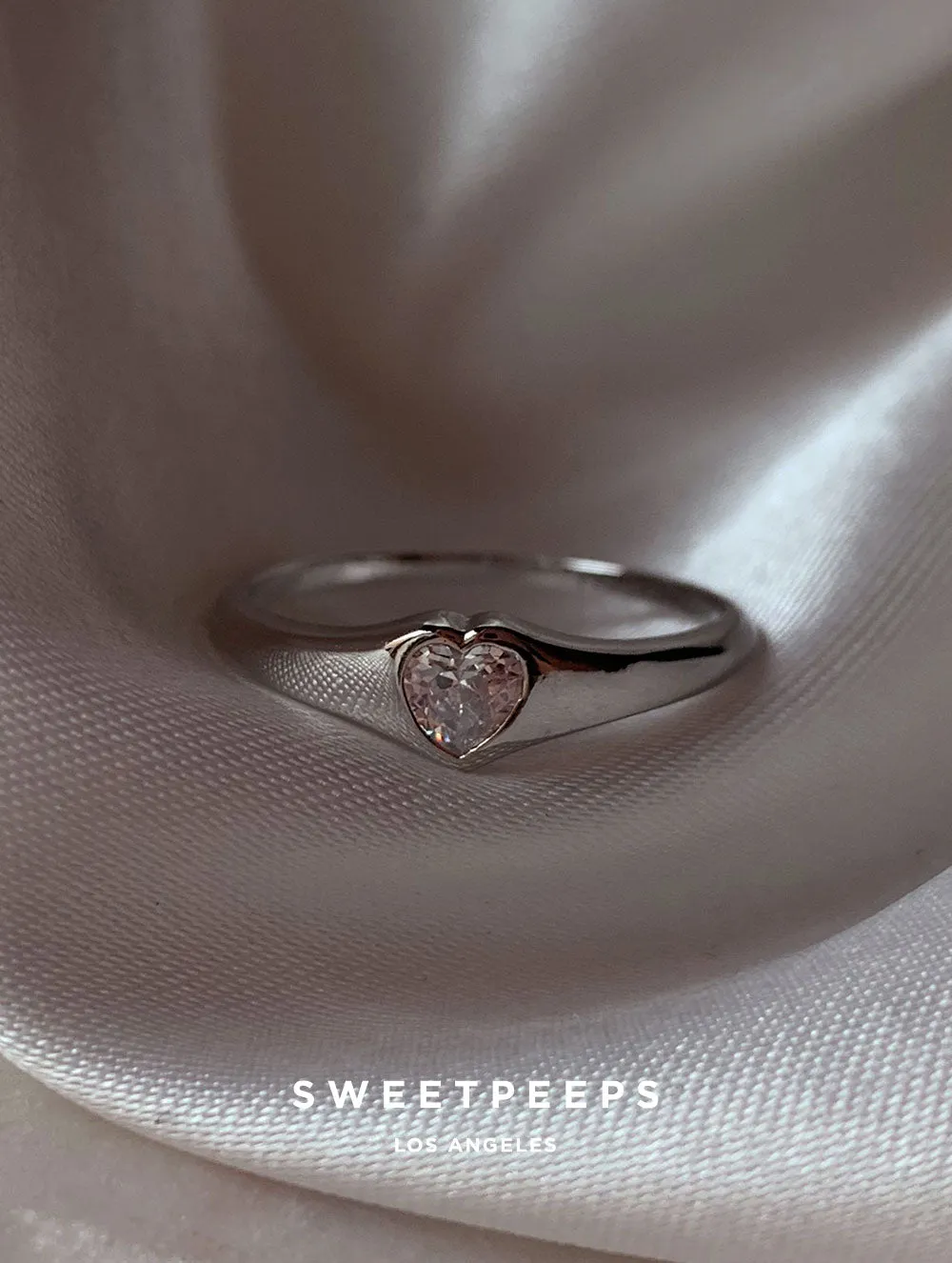 Classic Heart Signet Ring - Silver