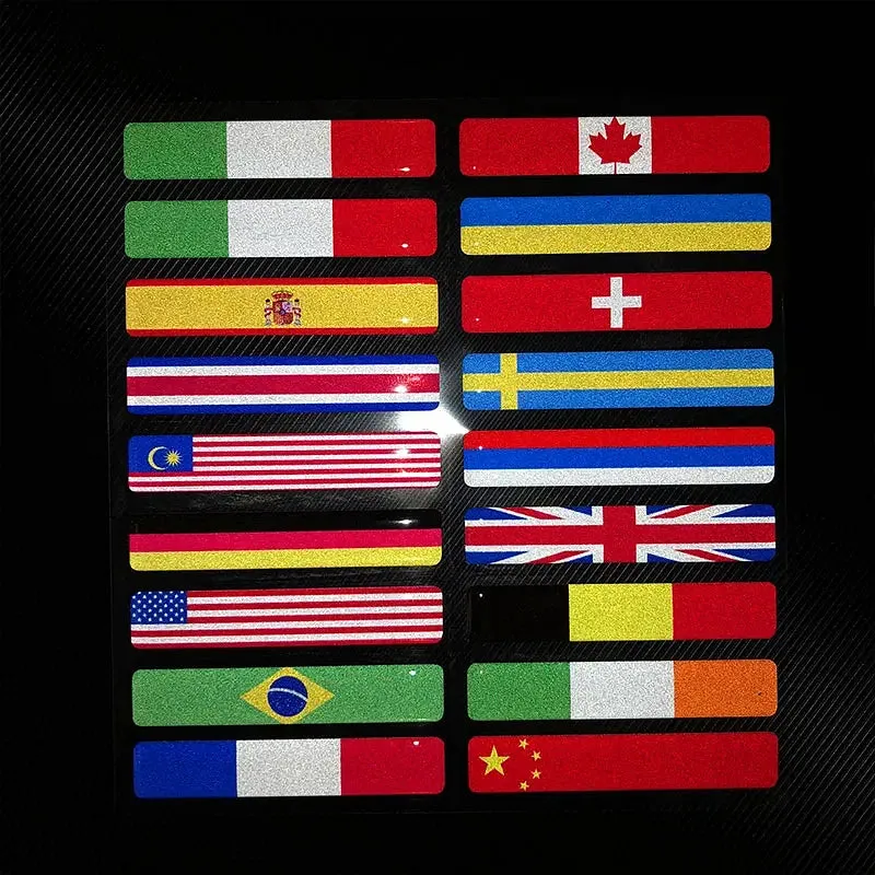 Color: Ivory - 3D Reflective National Flag Sticker Motorcycle