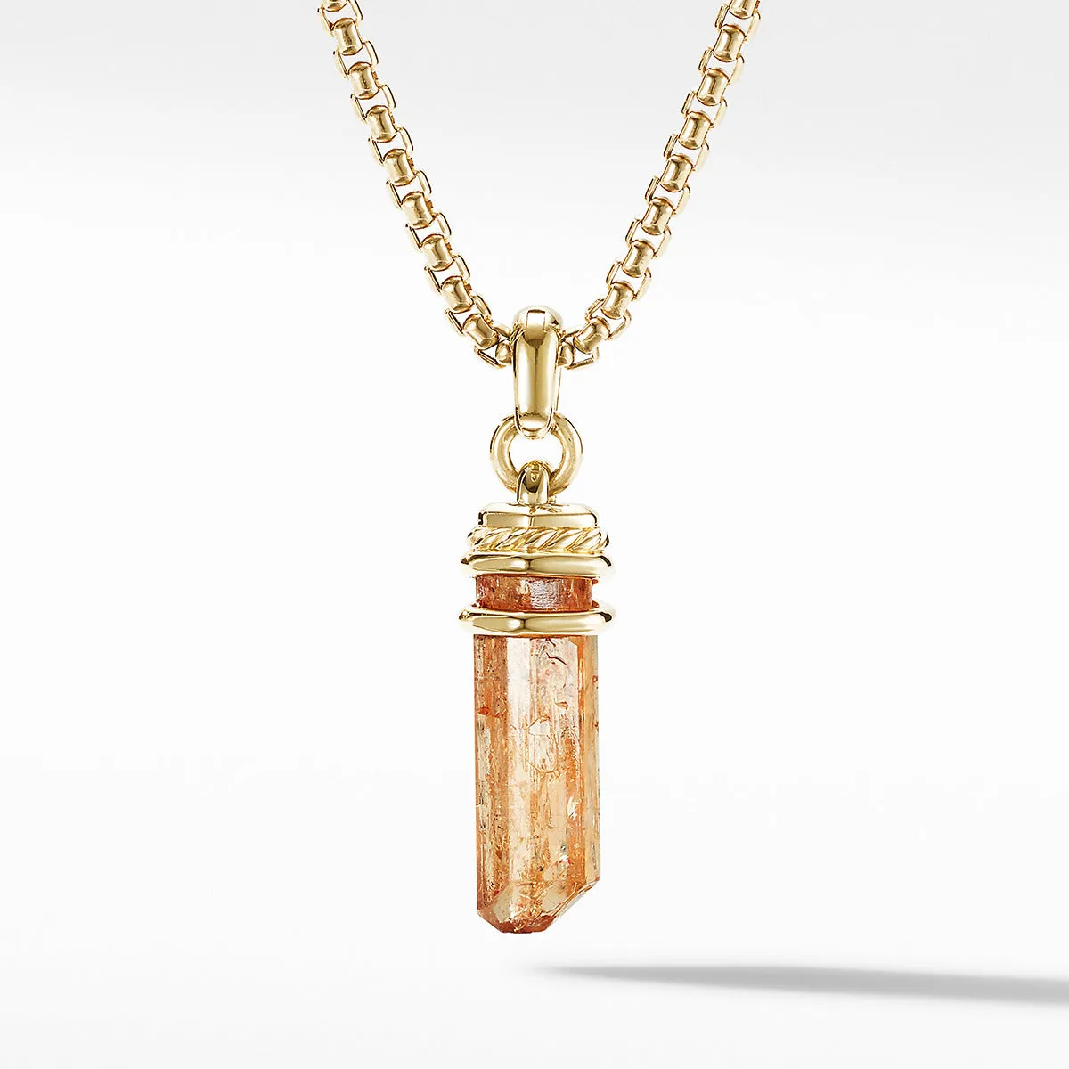 Crystal Wrapped Amulet with Imperial Topaz, 18K Yellow Gold and Pave Diamonds