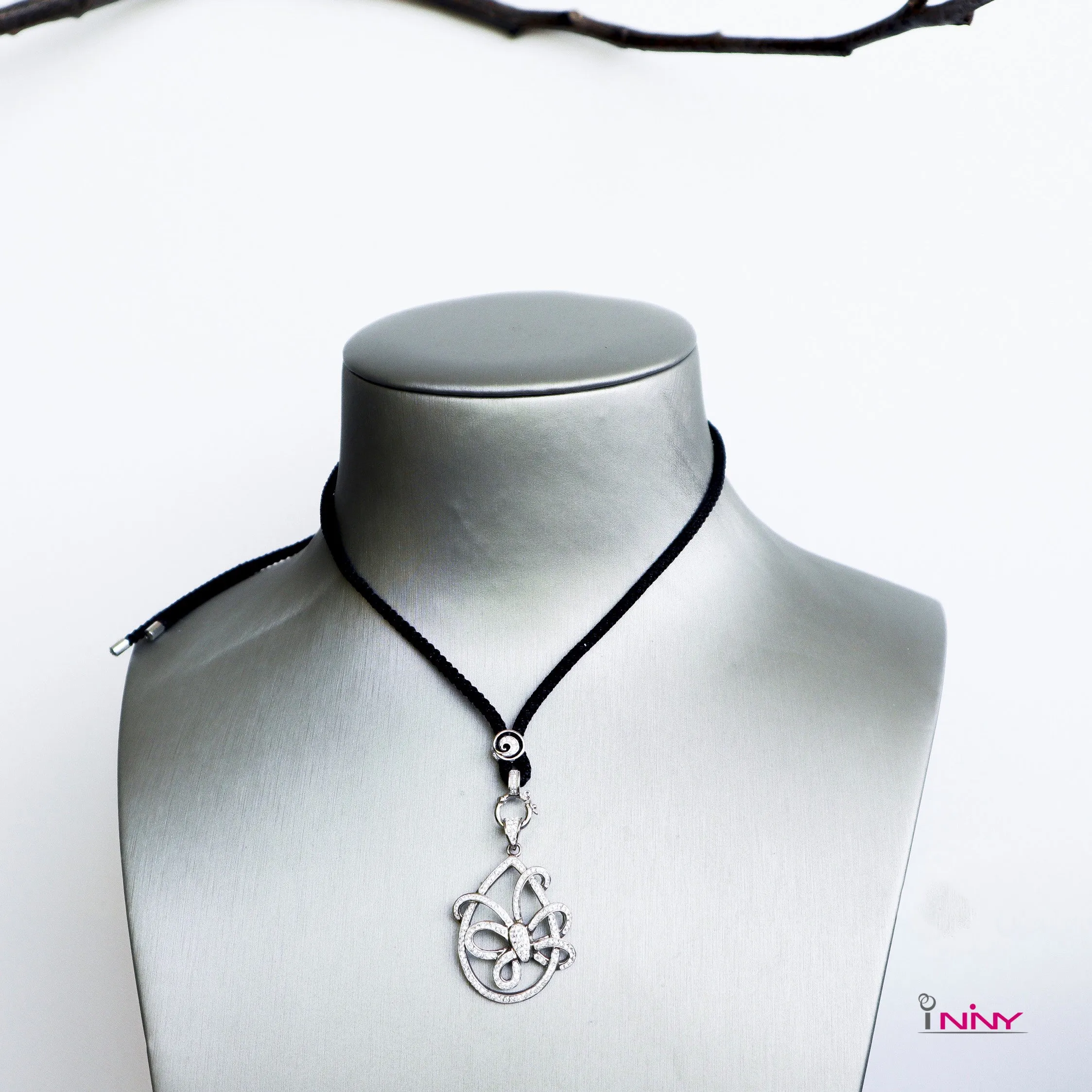 Crystalized Butterfly in Ring Pendant