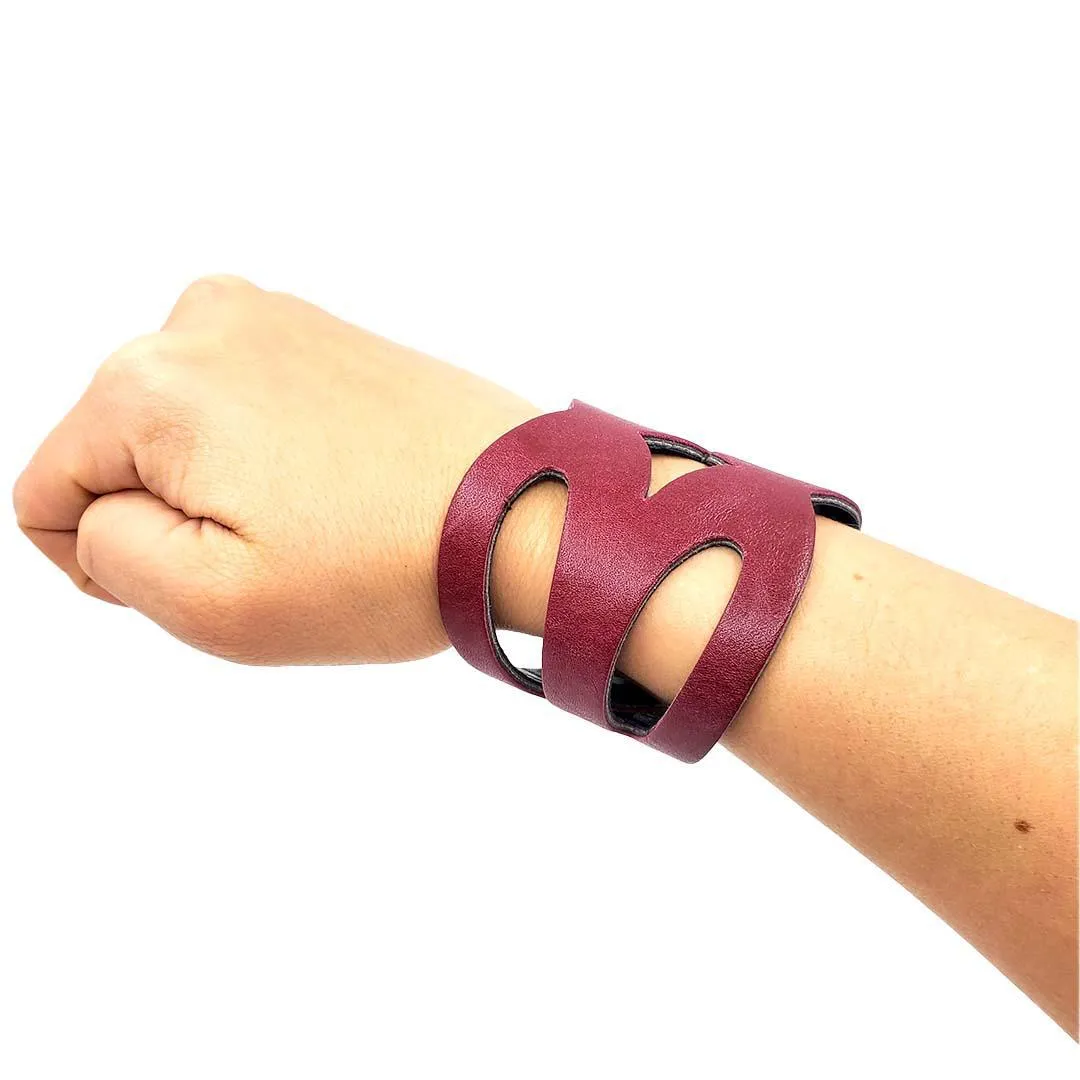 Cuff - Valentine Reversible (Cranberry Red and Violet Ink) by Oliotto