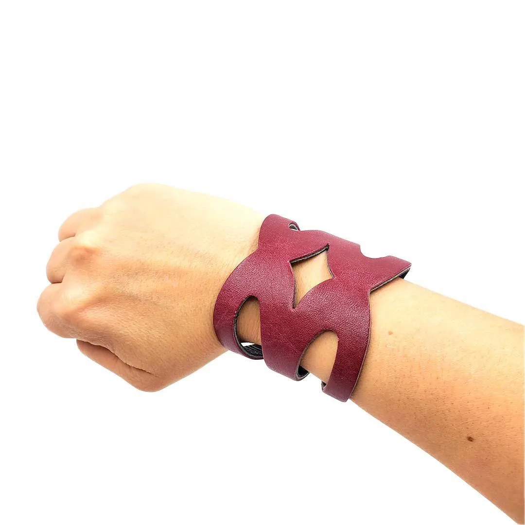 Cuff - Valentine Reversible (Cranberry Red and Violet Ink) by Oliotto