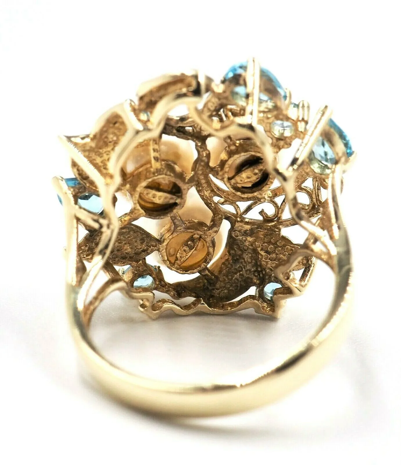 Cultured Pearl & Topaz 9ct Yellow Gold Dress Ring