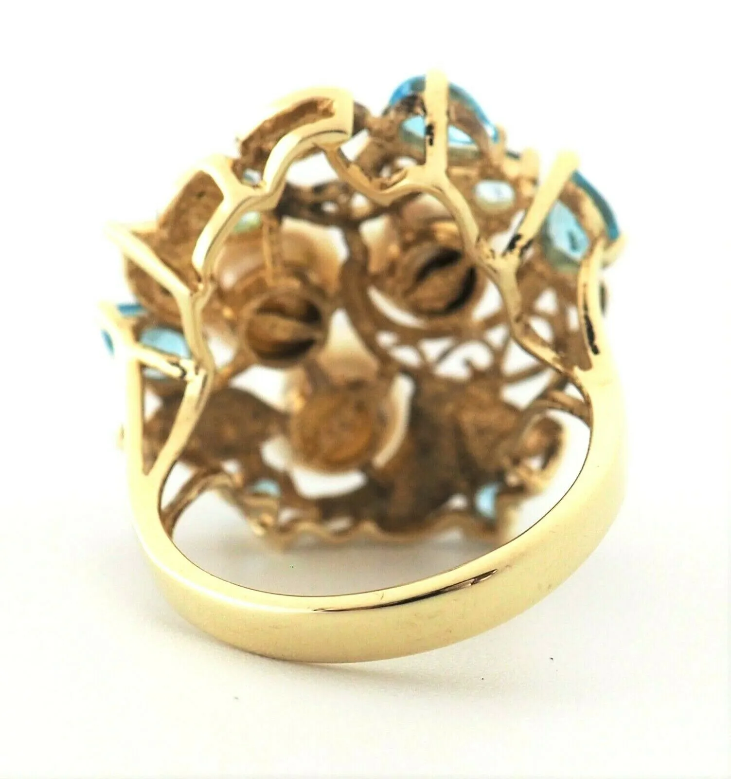 Cultured Pearl & Topaz 9ct Yellow Gold Dress Ring