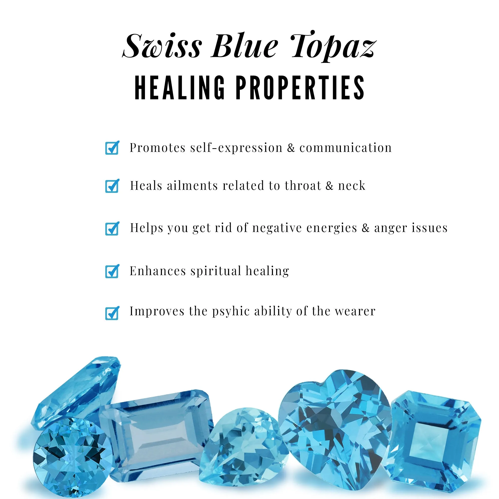 Cushion Cut Swiss Blue Topaz Solitaire Ring with Diamond Accent
