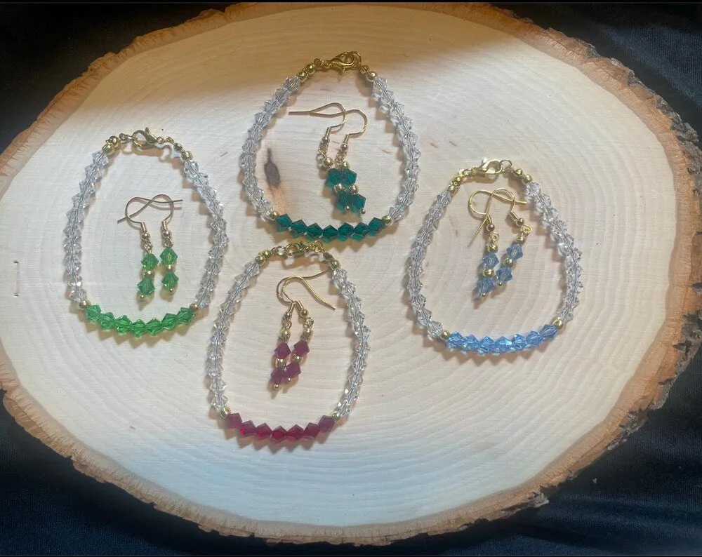 Custom Birthstone Bracelet and Earrings