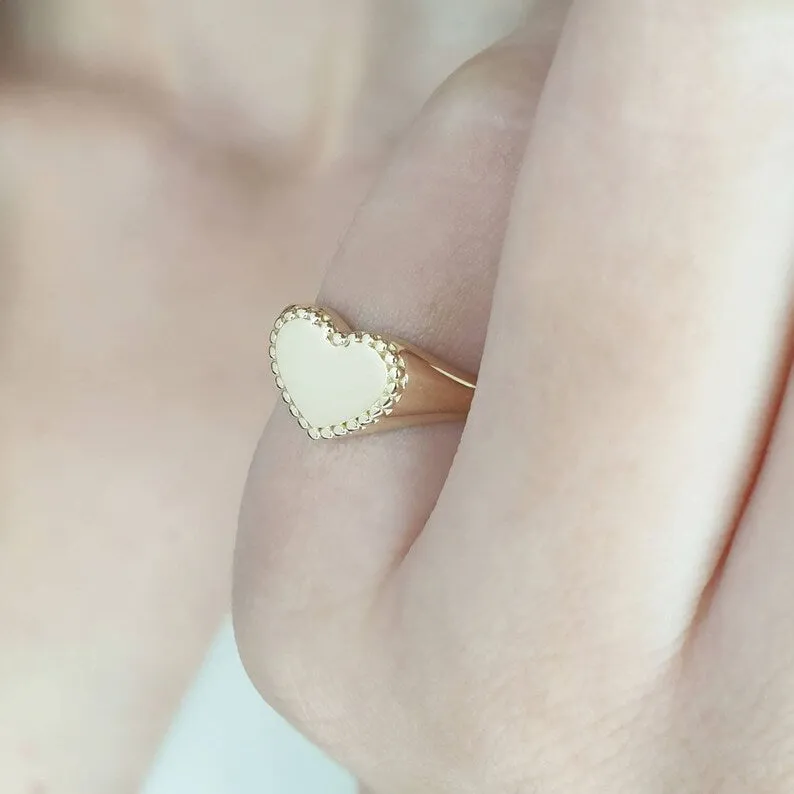 Custom gold heart ring