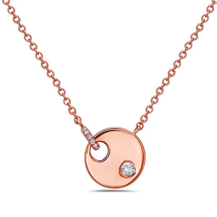 Dainty Diamond Circle Pendant Necklace
