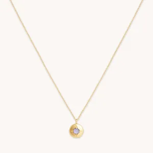 December Tanzanite Birthstone Necklace in Solid Gold