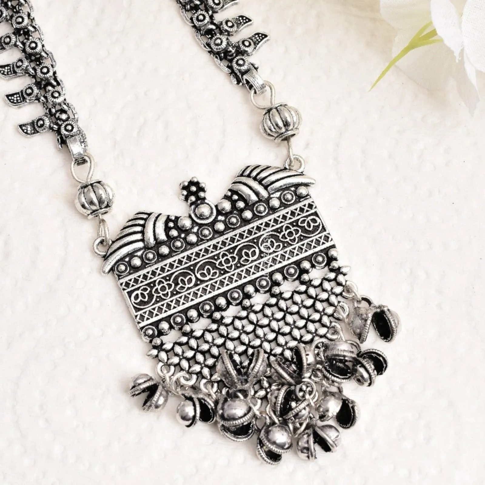 Designer Oxidized Silver Pendant Neckpiece