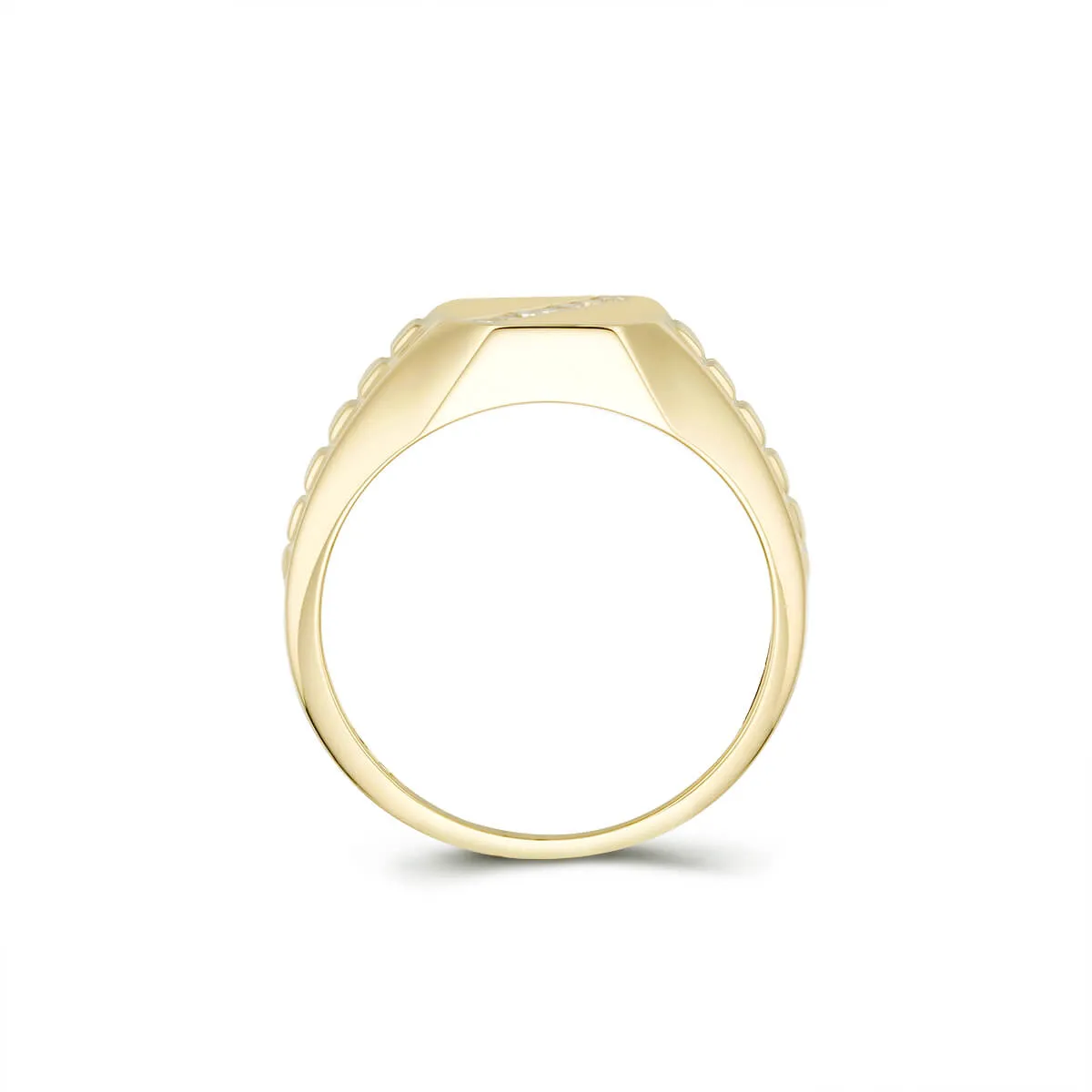 Diagonal Diamond Signet Ring