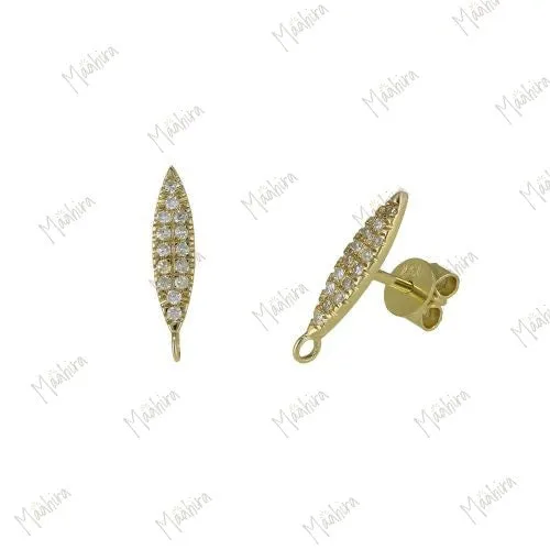 Diamond Leaf Stud Earrings