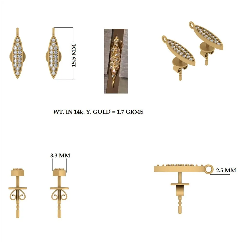 Diamond Leaf Stud Earrings