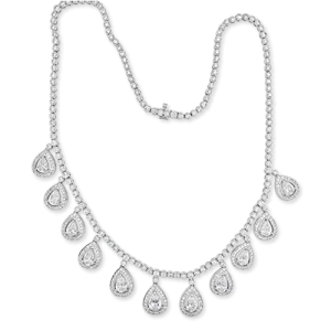 Diamond Necklace with Pear Shaped Dangles