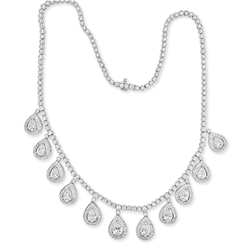 Diamond Necklace with Pear Shaped Dangles